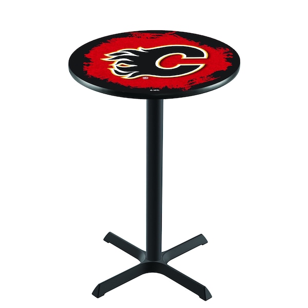 42" Blk Wrinkle Calgary Flames Pub Table
